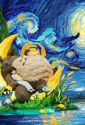 Raven Studio - Totoro - My Neighbor Totoro Under Starry Sky