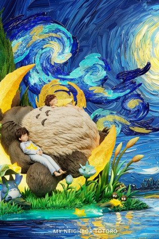 Raven Studio - Totoro - My Neighbor Totoro Under Starry Sky